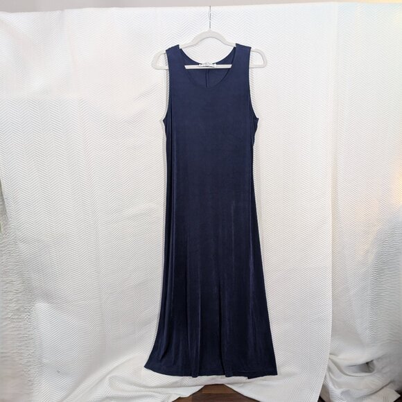 Ronni Nicole Dresses & Skirts - Vintage Ronni Nicole Slinky Navy Blue Maxi Dress Sleeveless Estimated Size Large